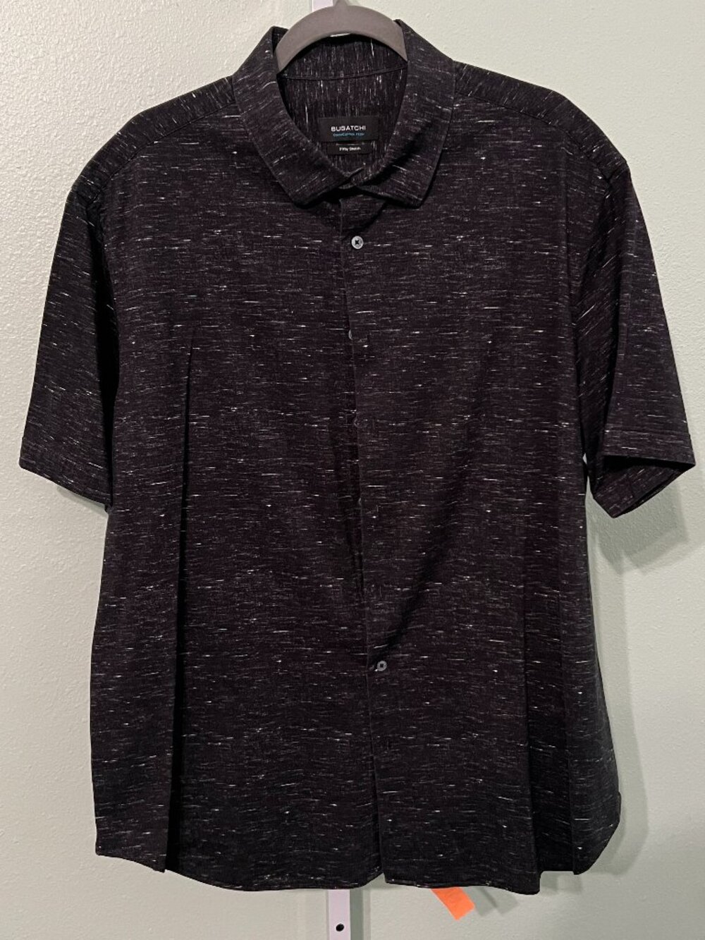 Bugatchi OoohCotton Tech 8-Way Stretch Black & White Knit Button-Down SZ 3XL
